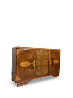 Credenza - Wortelnotenhout, Walnoot, Hout, Messing
