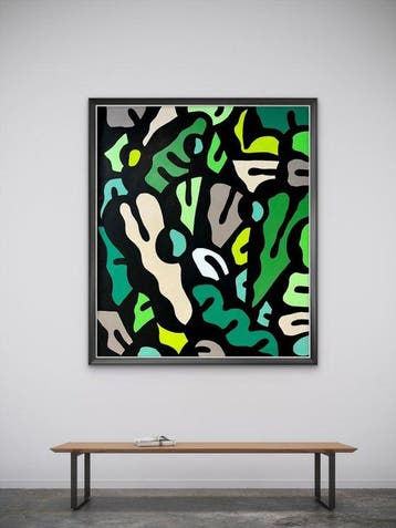 CAVER (1983) - Abstract greens (XL Size Painting)