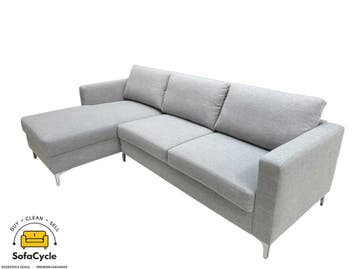 Hoekzetel lichtgrijs 250 cm, zwarte poten, links – nieuw, Maison & Meubles, Verzenden