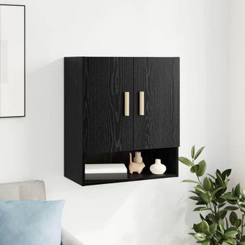 vidaXL Wandkast 60 x 31 x 70 cm Bewerkt hout Zwart Eiken, Verzenden, Nieuw