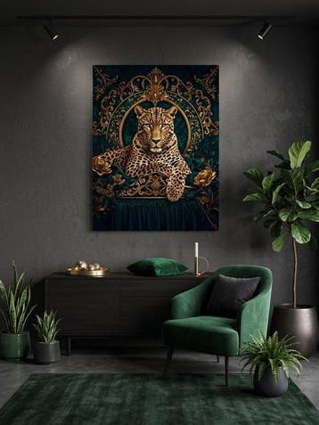 daveY - MODERN REGENCY LEOPARD - ROYAL EMERALD, Nieuw