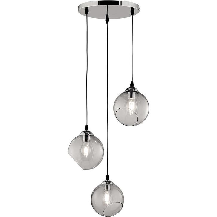 LED Hanglamp Trion Klino - 3-lichts, Mat Chroom, Rookkleurig, Huis en Inrichting, Lampen | Hanglampen, Nieuw, Verzenden