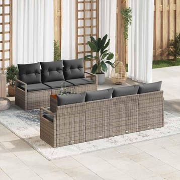 vidaXL Tuinbank Set 8 st Grijs poly rattan, Verzenden