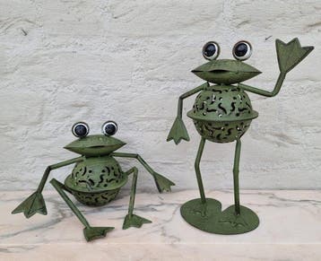 Figurine - A pair of Frog candleholders - Métal, Antiquités & Art