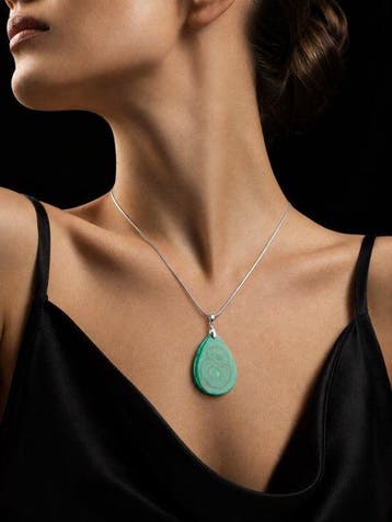 Natuurlijke malachietketting - 925 Sterlingzilver - grote