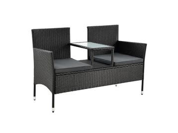 Veiling - Tuinbank Monaco - Polyrotan zwart/grijs, Nieuw