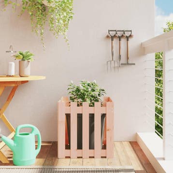 vidaXL Plantenbak met hekontwerp 50x50x50 cm massief, Tuin en Terras, Verzenden, Nieuw