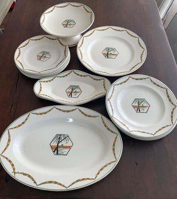 Longwy - Eetservies voor 12 (17) - Palmier - Aardewerk