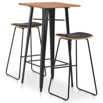 vidaXL 3-delige Barset staal zwart, Maison & Meubles, Salles à manger complètes, Verzenden
