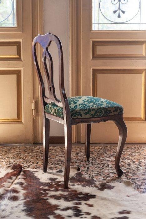 Stoel - Walnoot, Damask katoen, Antiek en Kunst, Antiek | Overige Antiek