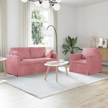 vidaXL bank / zetelstel 2 st Roze Fluweel, Verzenden
