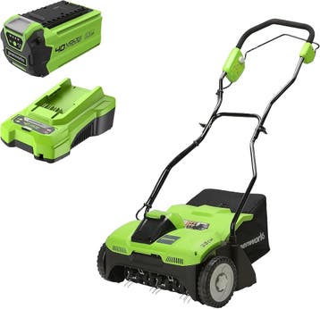 Greenworks 40V Verticuteerder | Tweede Kansje | OP = OP, Tuin en Terras, Verzenden, Gebruikt, Accu, Greenworks