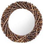 vidaXL Wandspiegel rond 60 cm teakhout, Huis en Inrichting, Woonaccessoires | Spiegels, Verzenden, Nieuw
