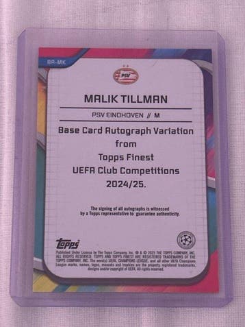2024/25 Topps Finest Malik Tillman 02/25 Gesigneerde kaart,, Nieuw