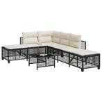 vidaXL 3-delige Loungeset met kussens poly rattan zwart, Verzenden