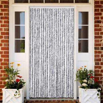 vidaXL Vliegengordijn 90x200 cm chenille wit en grijs, Verzenden, Nieuw