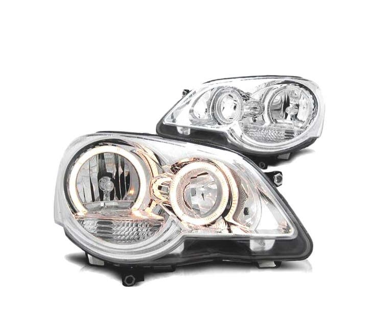 PHARES POUR VOLKSWAGEN VW POLO 9N3 05-09 ANGEL EYES CHROMÉ, Auto-onderdelen, Verlichting, Verzenden