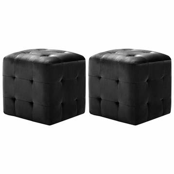 vidaXL Poef 2 st 30x30x30 cm fluweel zwart, Huis en Inrichting, Verzenden, Nieuw