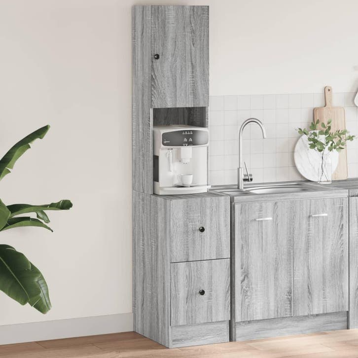 vidaXL Keukenkast 35x50x180 cm bewerkt hout grijs sonoma, Huis en Inrichting, Kasten | Overige, Nieuw, Verzenden