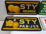 4 vintage reclamebordjes STY,Belgisch water- en