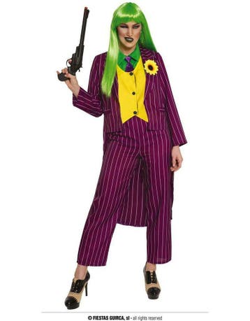 Paars joker dames kostuum, Ophalen of Verzenden