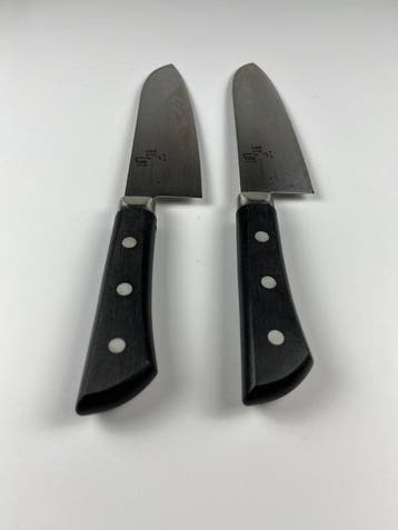 Traditional Japanese Seki Magoroku Akane Santoku knives by