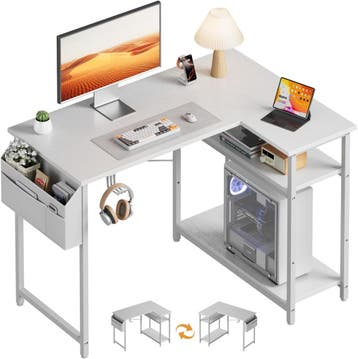 Bureau - Computertafel - Hoekbureau - 110x80 cm - Wit - HLDI, Verzenden