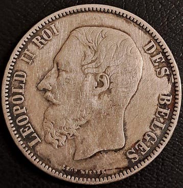 België. Leopold II. 5 Francs petite tête 1873 (Zonder