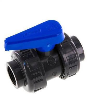 PVC 2-weg Kogelkraan Dubbele Wartel Rp 3/4 EPDM, Verzenden