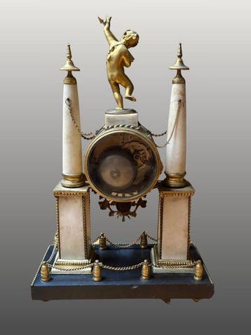 Portico klok - Antiek Brons, Marmer - 1750-1800