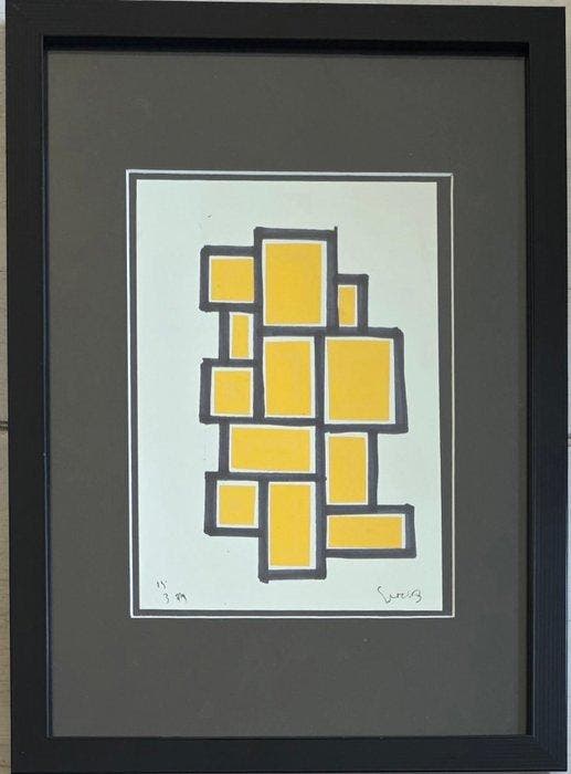 Siep Van Den Berg (1913-1998) - geometrische compositie in, Antiquités & Art, Art | Peinture | Moderne