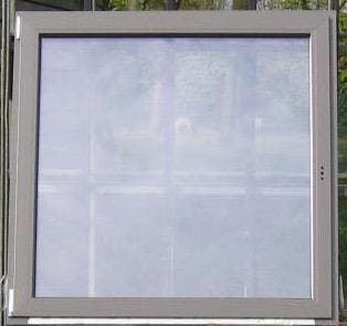 pvc raam , chassis , venster 128 x 127 kwartsgrijs ral 7039, Doe-het-zelf en Bouw, Raamkozijnen en Schuifdeuren, Inclusief glas