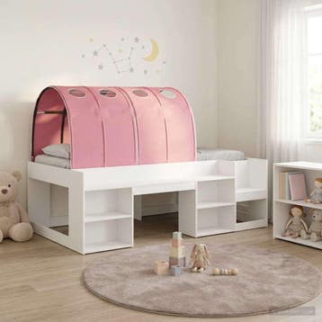 vidaXL Jeugdbed Frame Hoog met Opbergruimte 3 st Wit en Roze, Huis en Inrichting, Slaapkamer | Bedden, Verzenden, Nieuw