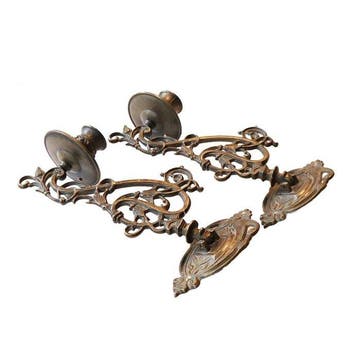 Kandelaar (2) - Brons - Piano wandkandelaar
