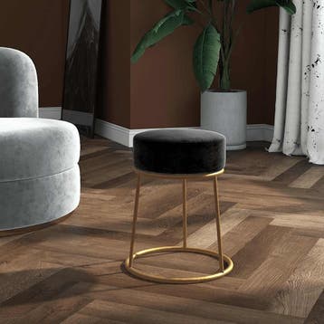 vidaXL Hocker rond fluweel zwart, Verzenden, Nieuw