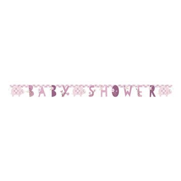 Geboorte Letterslinger Baby Shower Roze 1,65m, Verzenden