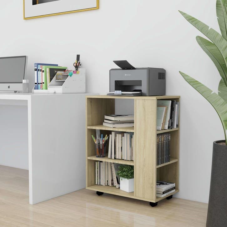 vidaXL Rolkast 60x35x75 cm bewerkt hout sonoma eikenkleurig, Huis en Inrichting, Kasten | Overige, Nieuw, Verzenden