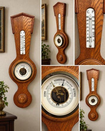 Barometer - Hout, Metaal - Barometer, Antiek en Kunst