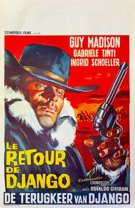 Guy Madison - Le Retour de Django (1967) - Original Belgian, Verzamelen, Film en Tv