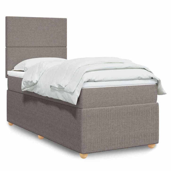 vidaXL Boxspring met matras stof taupe 80x200 cm, Huis en Inrichting, Slaapkamer | Bedden, Nieuw, Verzenden