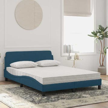 vidaXL Bed met matras Dover fluweel blauw 140x200 cm, Verzenden, Nieuw