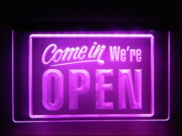 OPEN neon bord lamp LED verlichting reclame lichtbak #28 COM, Verzenden, Nieuw
