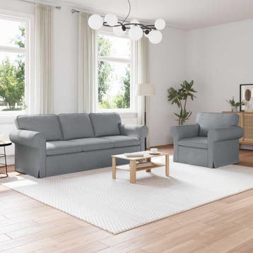 vidaXL bank / zetelstel 2 st Lichtgrijs Stof, Huis en Inrichting, Zetels | Zetels, Verzenden, Nieuw
