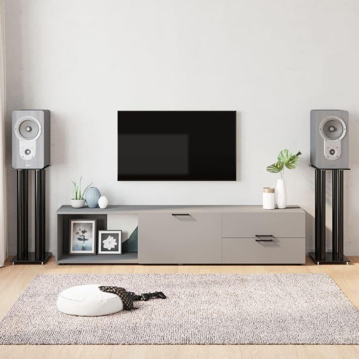 vidaXL Luidsprekerstandaards 2 st 4 pijlers gehard glas, TV, Hi-fi & Vidéo, Enceintes, Envoi