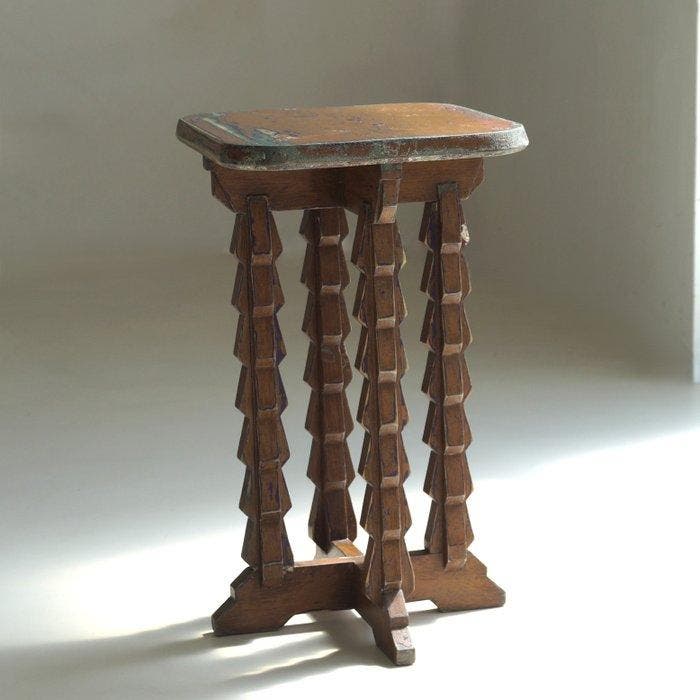 Bijzettafel - Eik - Amsterdamse School-stijl, Antiquités & Art, Art | Objets design
