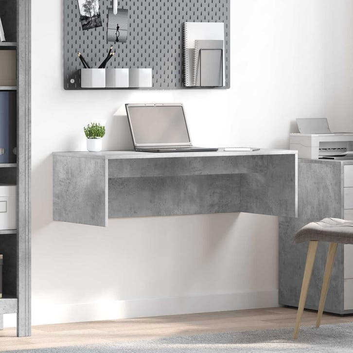 vidaXL Aan de muur bevestigd bureau Beton Grijs 100 x 45 x, Maison & Meubles, Bureaux, Envoi