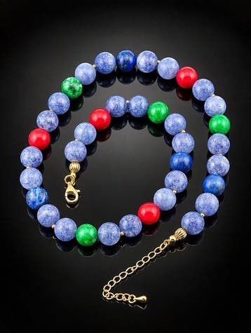 Kleurrijke edelsteen kralenketting - 925 sterlingzilver -, Verzamelen