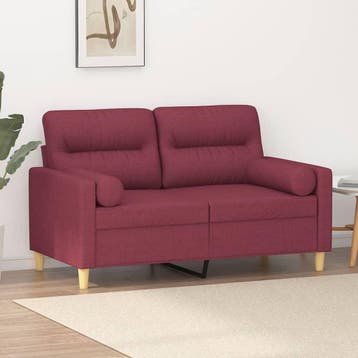 vidaXL Tweezitsbank met sierkussens 120 cm stof wijnrood, Verzenden, Nieuw