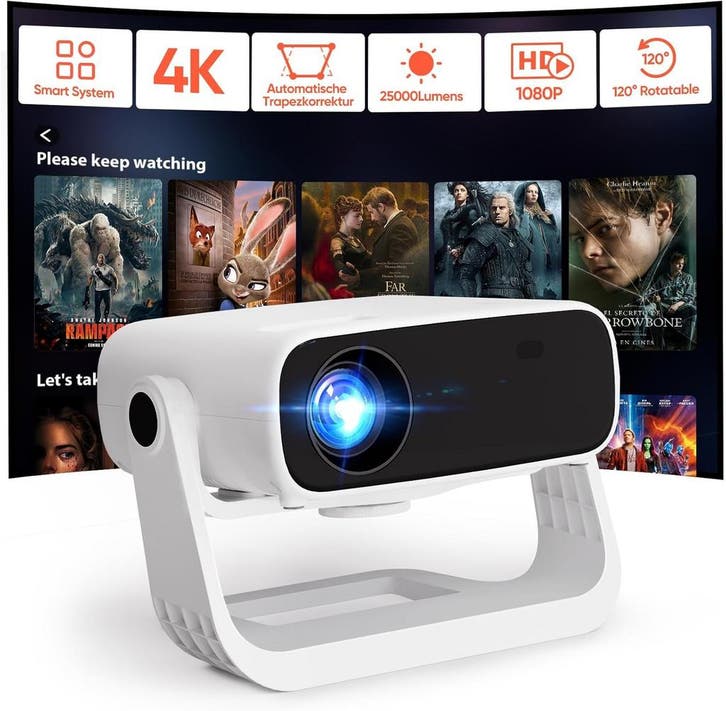 Android 11 Beamer | Tweede Kansje | 25000 Lumen, Audio, Tv en Foto, Beamers, Full HD (1080), Nieuw, LCD, Verzenden
