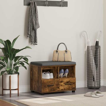 vidaXL Hallenbank Gerookte Eik 60 x 38 x 46 cm, Verzenden